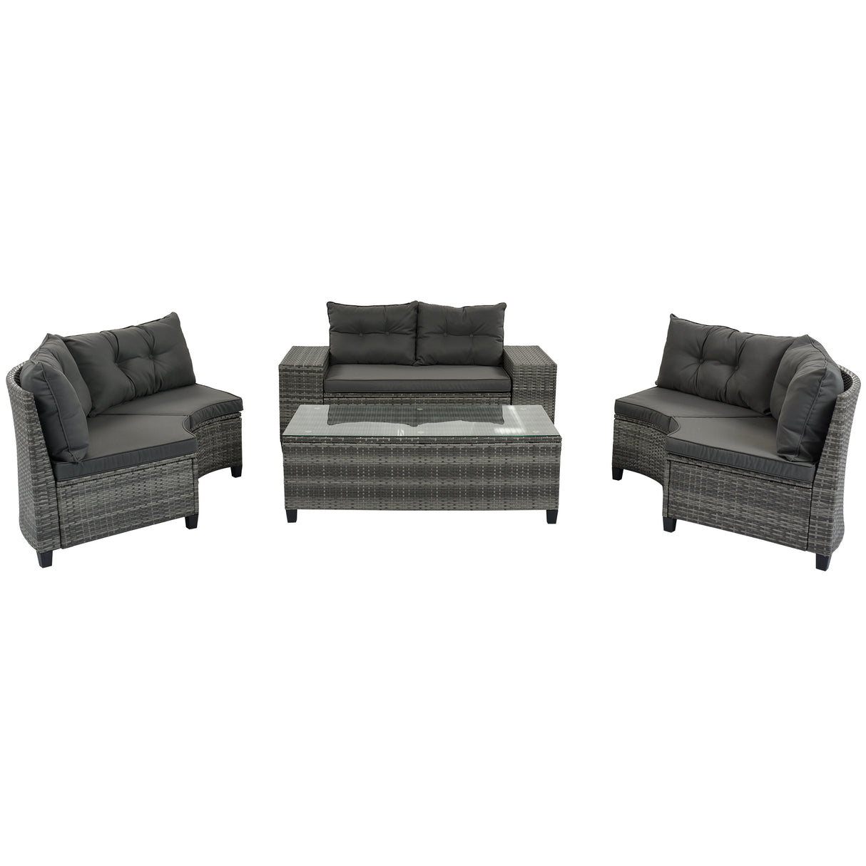 8-piece outdoor wicker round sofa set, half-moon sectional set all weather