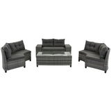 8-piece outdoor wicker round sofa set, half-moon sectional set all weather