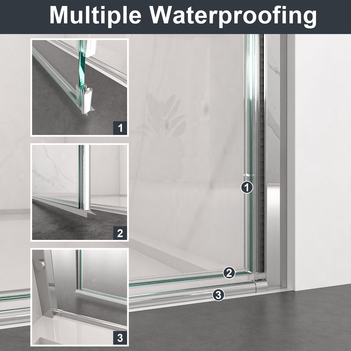 32"W x 72"H Frameless Circular Pivot Shower Door