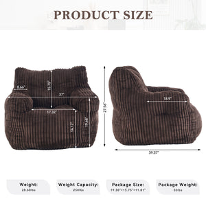 Soft Fluffy Corduroy Fabric Bean Bag Chair Filled With Memory Sponge