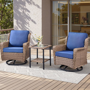 2-Person Outdoor Wicker Swivel Rocker Seating Group