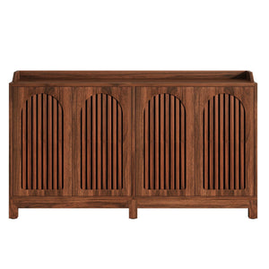 Sideboard Buffet Cabinet With 4 Doors & Shelves - Brown Credenza Table for Dining Room