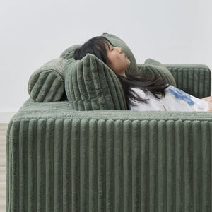 87' Oversized Sectional Lounge Chaise with Plush Corduroy Fabric
