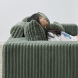 87' Oversized Sectional Lounge Chaise with Plush Corduroy Fabric