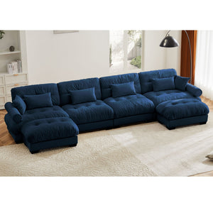 Oversized Modular Sectional Sofa with Movable Ottoman - Fabric, Multiple Colors