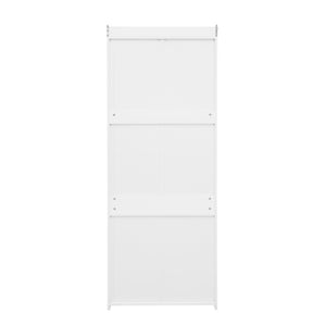 Wardrobe With 3 Drawers High Wardrobe Armoire With Rattan For Living Room Organizer - White