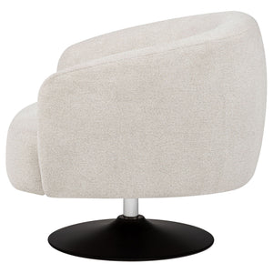 Dave Upholstered Barrel Back Swivel Club Chair Beige
