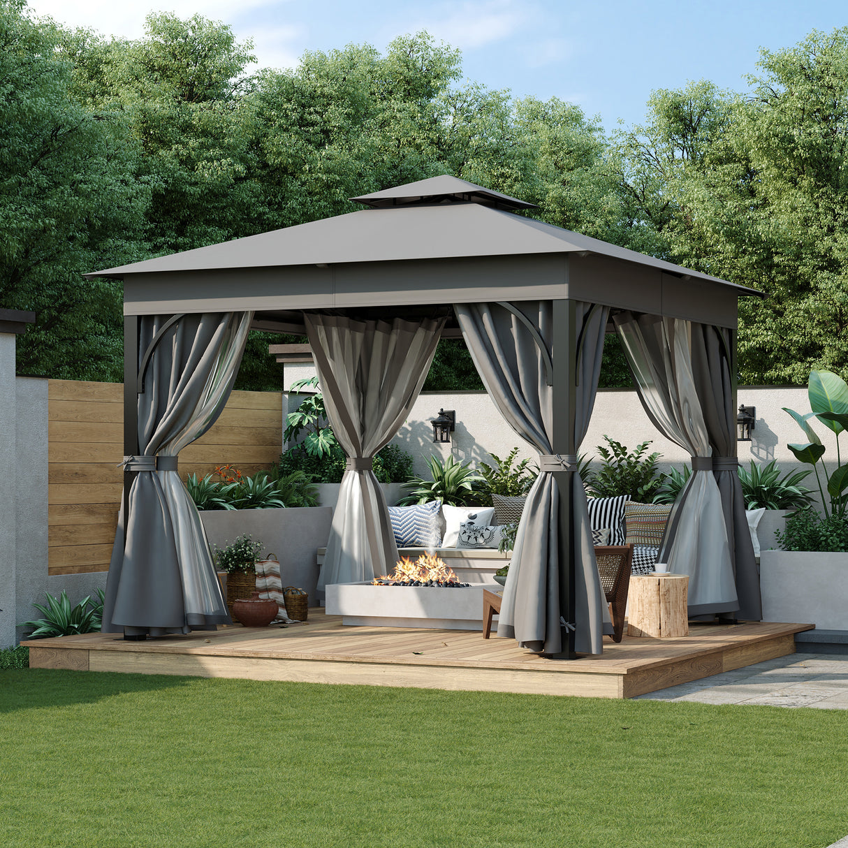 10x10 Ventilated Dual-Roof All-Weather Steel Gazebo