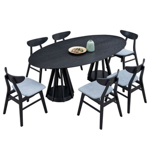 Modern Dining Table Set of 7: 1 Table + 6 Chairs