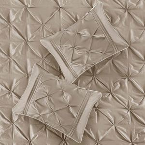 7 Piece Tufted Comforter Set Taupe Queen