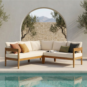 Brooklyn 3-Pieces Patio Conversation Set, Teak+Beige