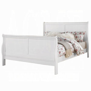 Louis Philippe III White Finish Queen Upholstered Bed with Sleigh Design - White