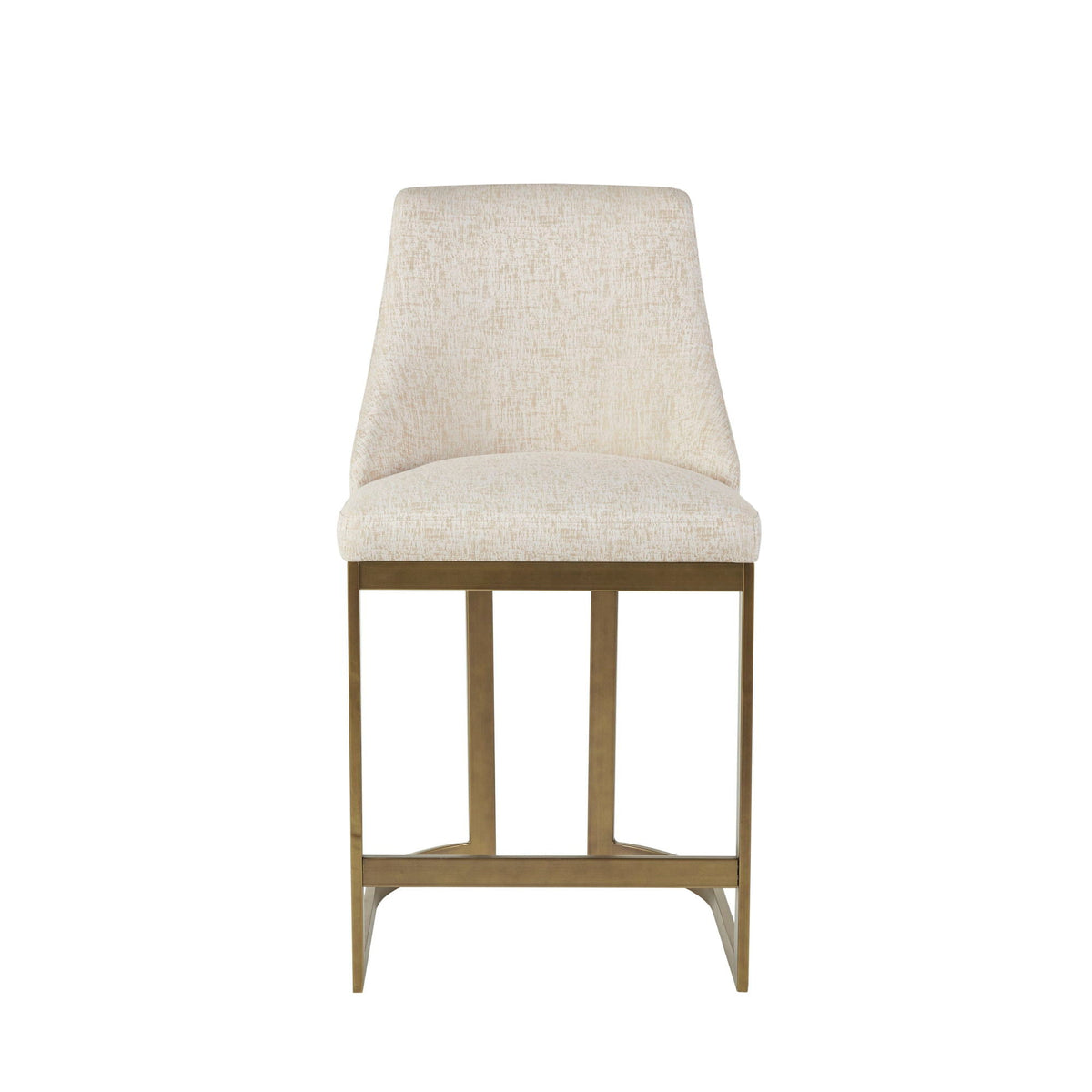 Upholstered Counter Stool With Metal Base - Cream