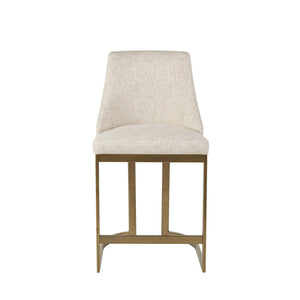 Upholstered Counter Stool With Metal Base - Cream