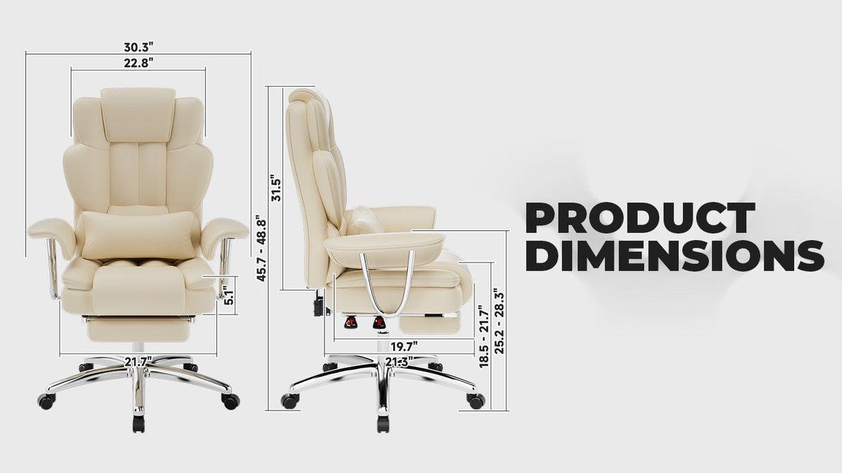 Big and Tall Executive Office Chair with Footrest