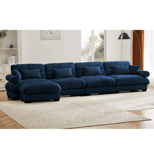 Oversized Modular Sectional Sofa with Movable Ottoman - Fabric, Multiple Colors