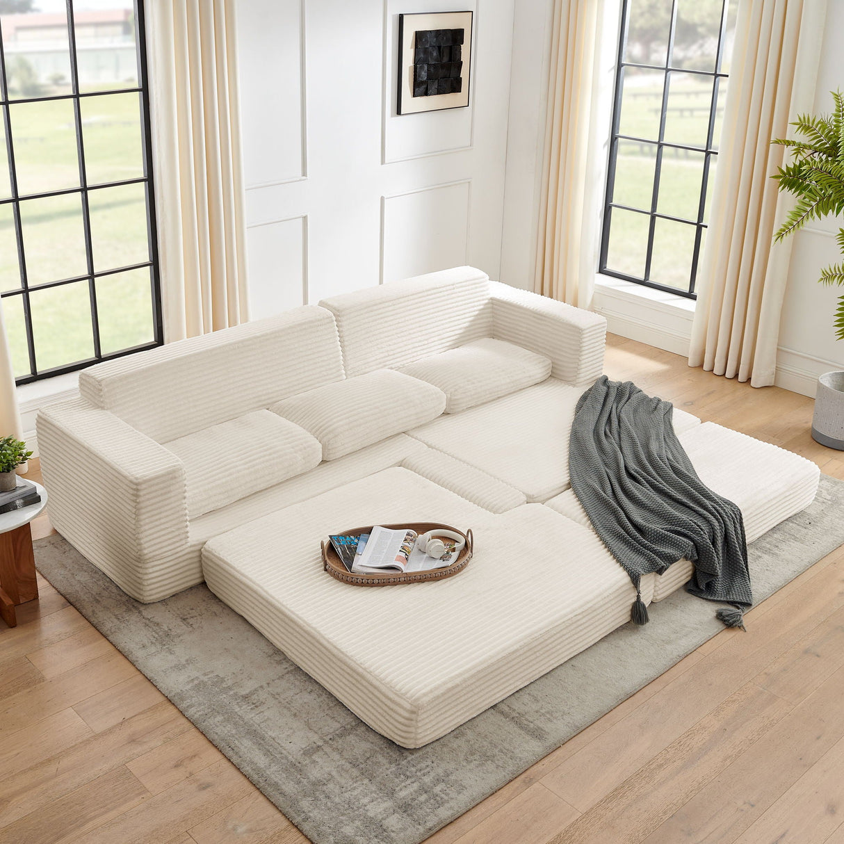 Modern Minimalist L Shape Modular Sectional Sofa, Couch