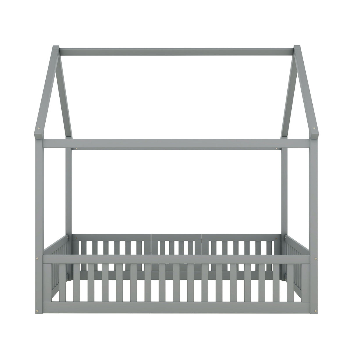 Wood House Bed With Fence And Door