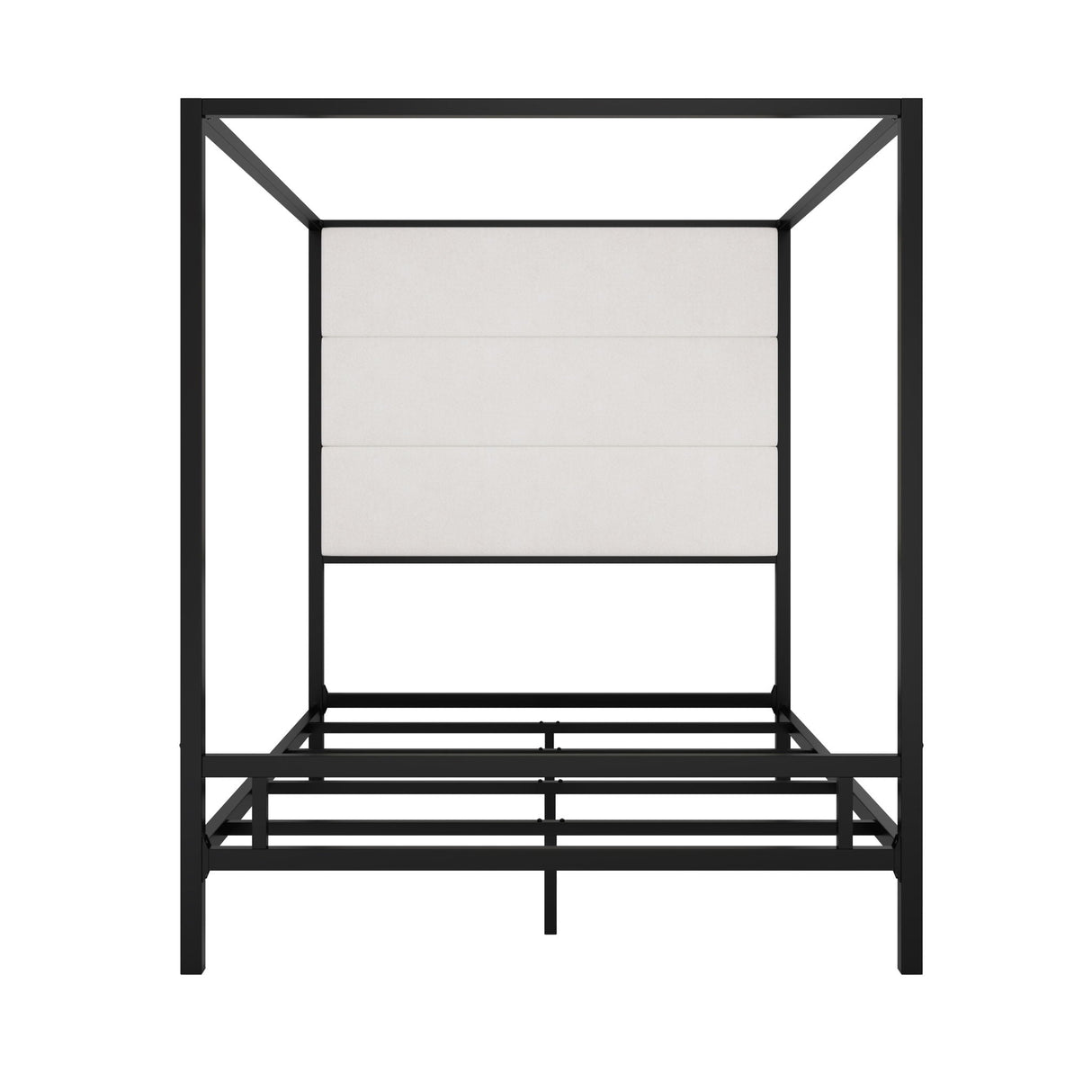 Canopy Bed With Tall Upholstered Headboard, 4 Poster Frame
