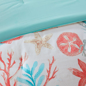 7 Piece Cotton Sateen Comforter Set Coral Cal King