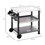 Outsunny Three-Shelf Outdoor Grill Cart with Stainless Steel Tabletop