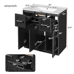 Bathroom Vanity With Undermount Sink, Soft-Close Doors, Drawers, Ceramic Sink