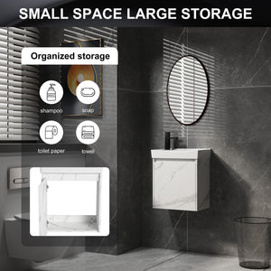 Modern Bathroom Vanity With Ceramic Basin, Wall Mounted Floating Sink Combo, Storage Cabinet