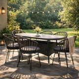 7-Piece Outdoor Wicker Dining Set for 6