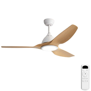 Bredoom 52" Ceiling Fan with Remote Control and LED Light - White or Light Brown