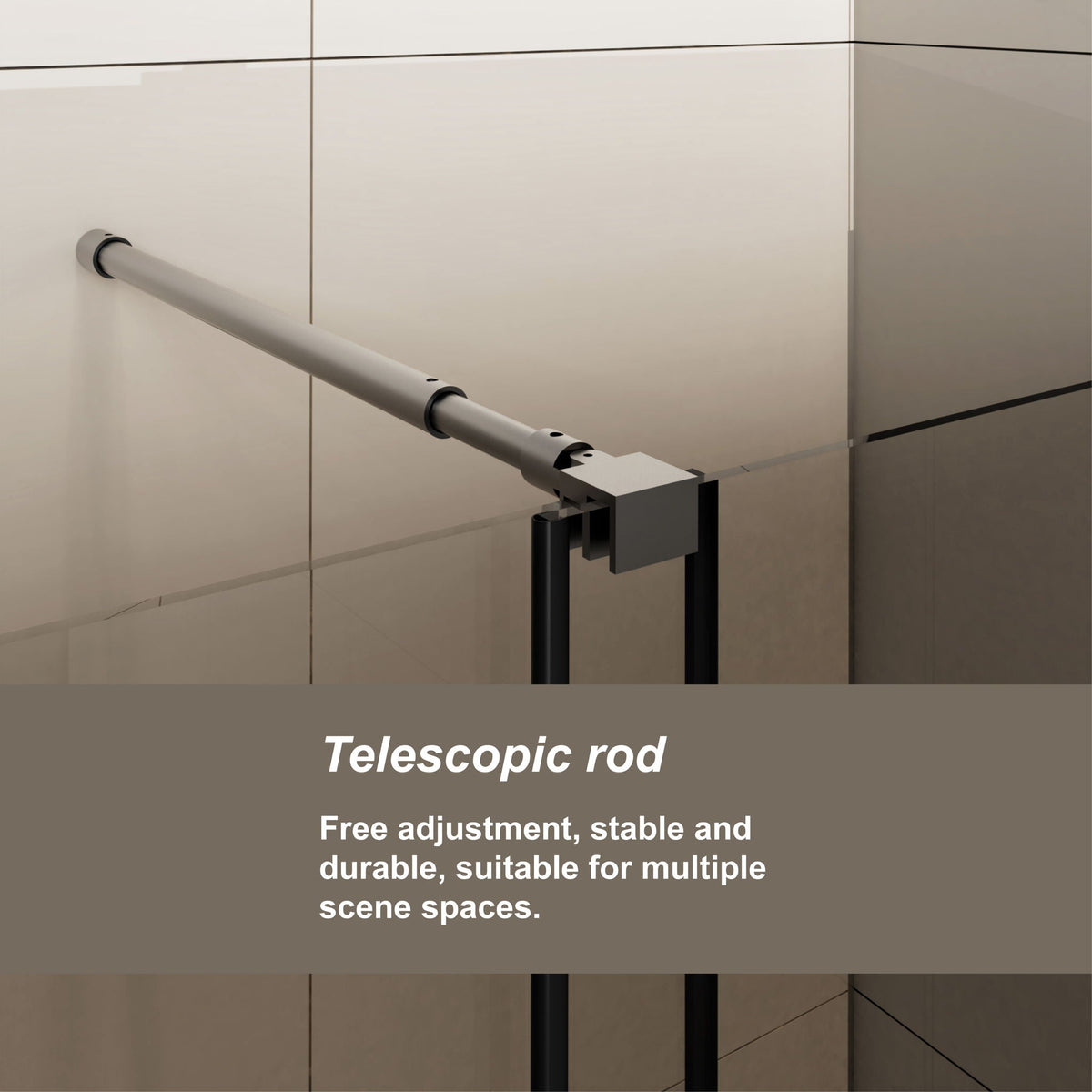Glass Shower Door with Stainless Steel Handle - Black