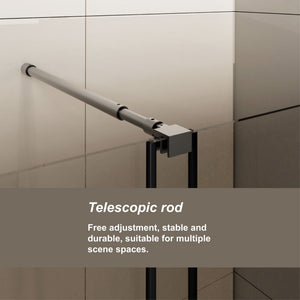 Glass Shower Door with Stainless Steel Handle - Black