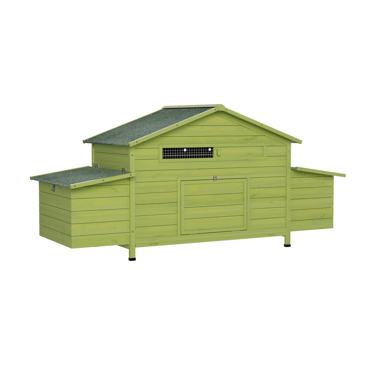 70" Large Wooden Chicken Coop with Nesting Boxes and Waterproof Roof - Green or Brick Red