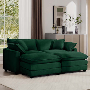 Modern Modular Cushion Sofa Set with Ottoman - Fabric, Multiple Colors