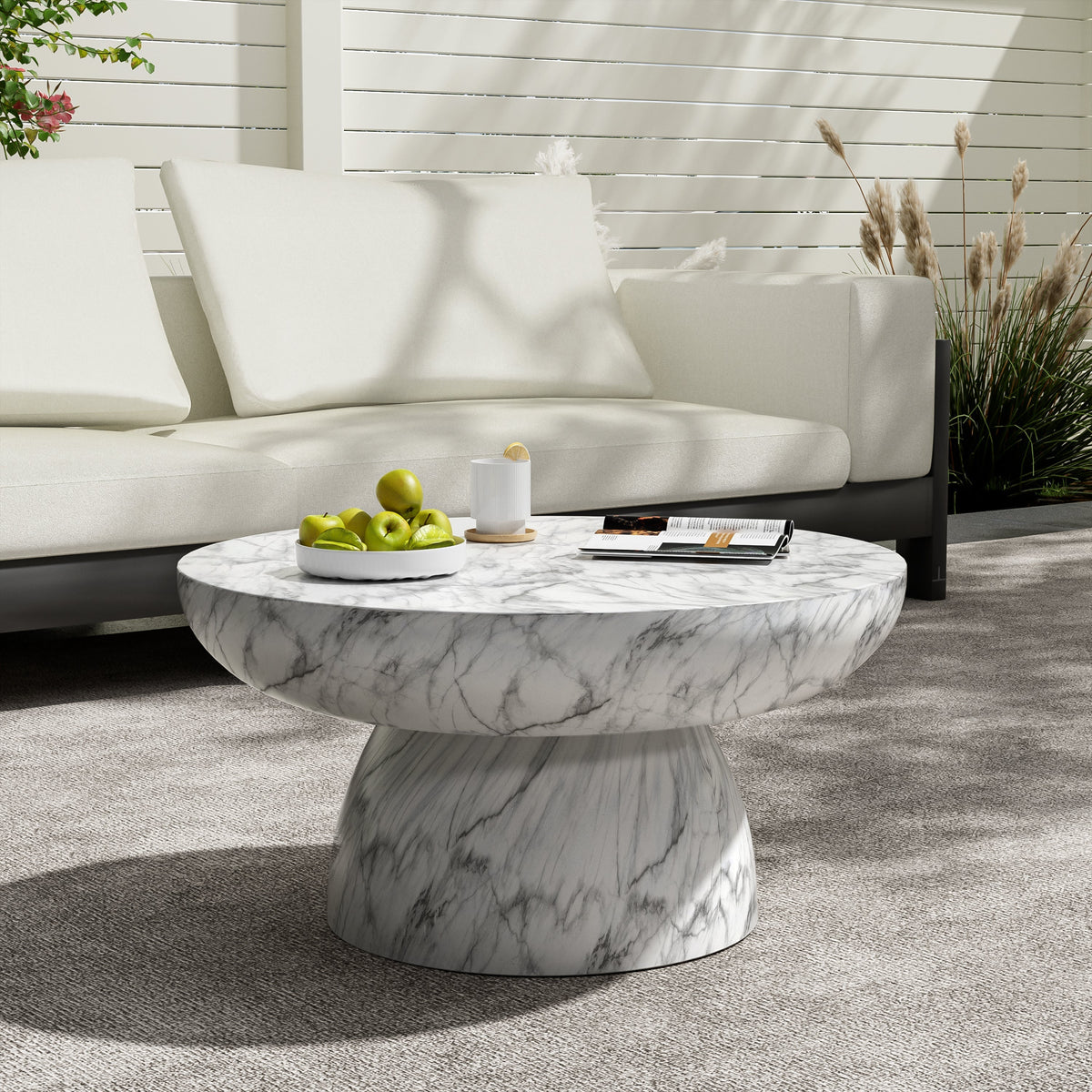 MGO Faux Marble Coffee Table for Both Indoor and Outdoor Use