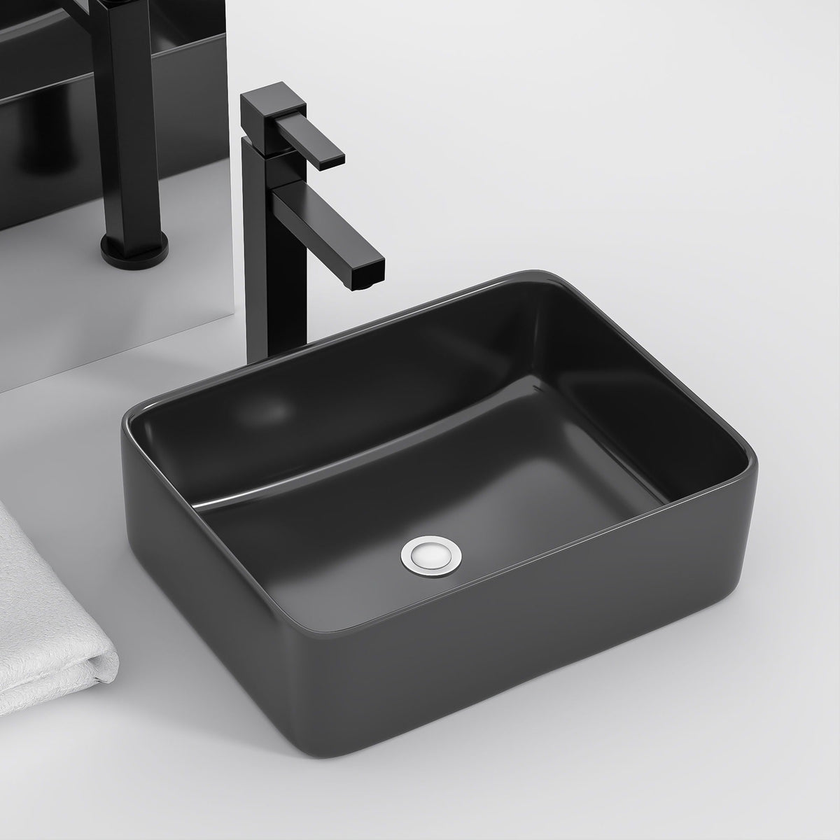 Modern European Design Ceramic Rectangular Vessel Bathroom Sink