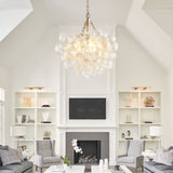 20-Inch Gold Pendant Light Chandelier with Threaded Clear Glass Globe Shade