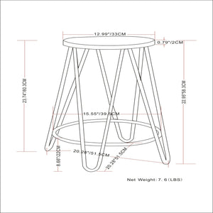 Simeon - Multifunctional Metal Stool With Wood Seat