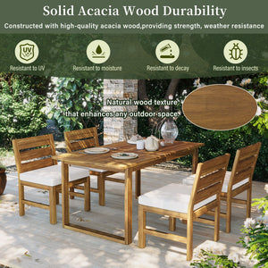 U_STYLE Farmhouse 5-Piece Outdoor Patio Dining Set