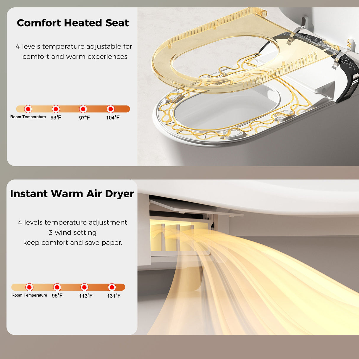 Starry Night Light Smart Toilet with Built-In Bidet