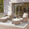 5-Piece Outdoor Lounge Chairs Set with Side Table and Ottomans
