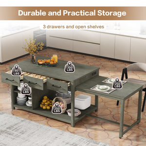 TREXM Extendable Kitchen Island with Storage