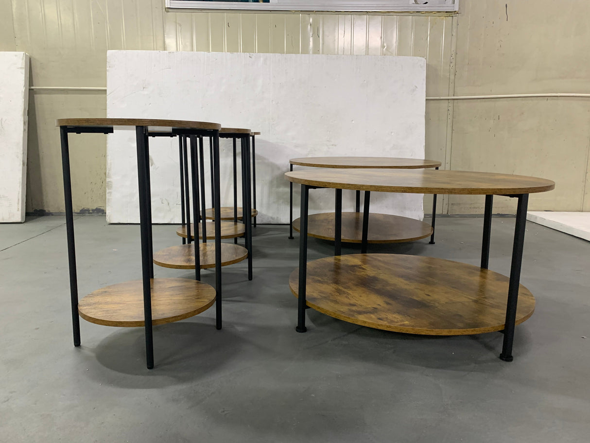 3-Piece Coffee Table and End Table Set (Rustic Brown)