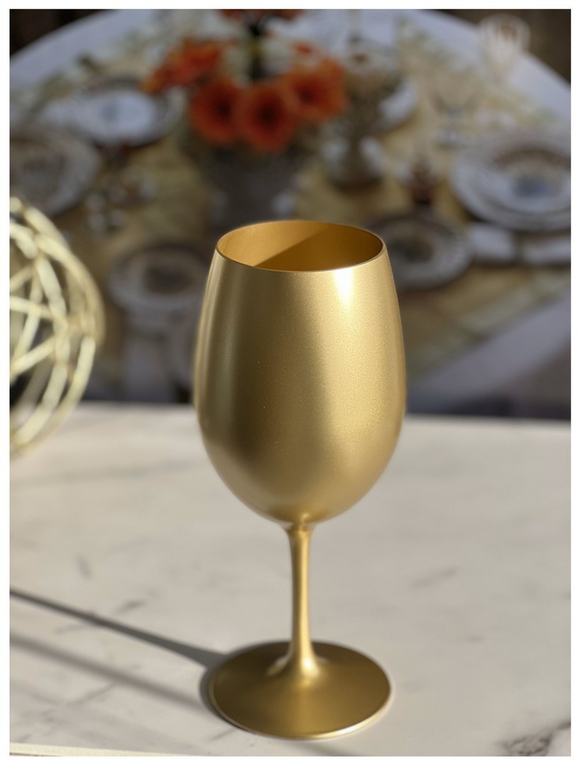 Metallic Gold Color Plastic Wine Glasses Set of 4 (20oz)