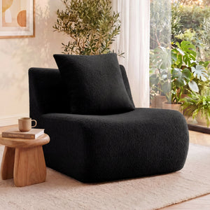Armless Sofa With Pillow Teddy Fabric - Black