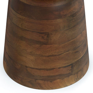 Handcrafted Mango Wood Accent Table with Sculptural Design - Multiple Colors