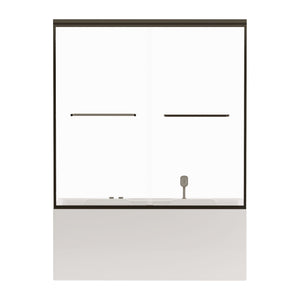 Double Sliding Bathtub Shower Door, Semi Frameless Bypass