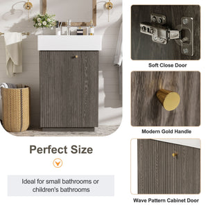 Bathroom Vanity With Sink, Freestanding Wood Grain Cabinet With Storage