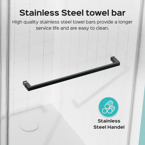 Frameless Double Sliding Shower Door In, Thick Tempered Glass, Reversible Installation