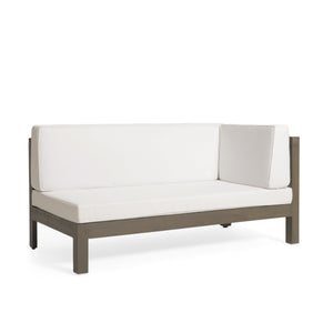 OANA Outdoor Wooden Sectional Set with Cushions, White