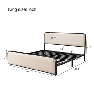 Modern Bed with Curved Upholstered Headboard and Footboard